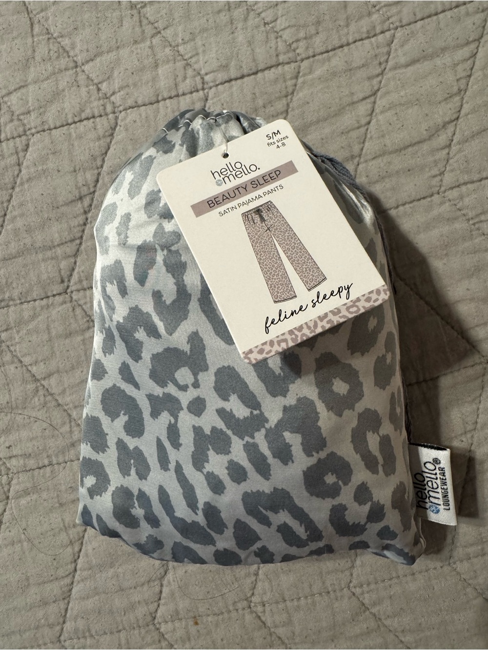 Women’s Satin Pajama Pants - Gray Leopard Print